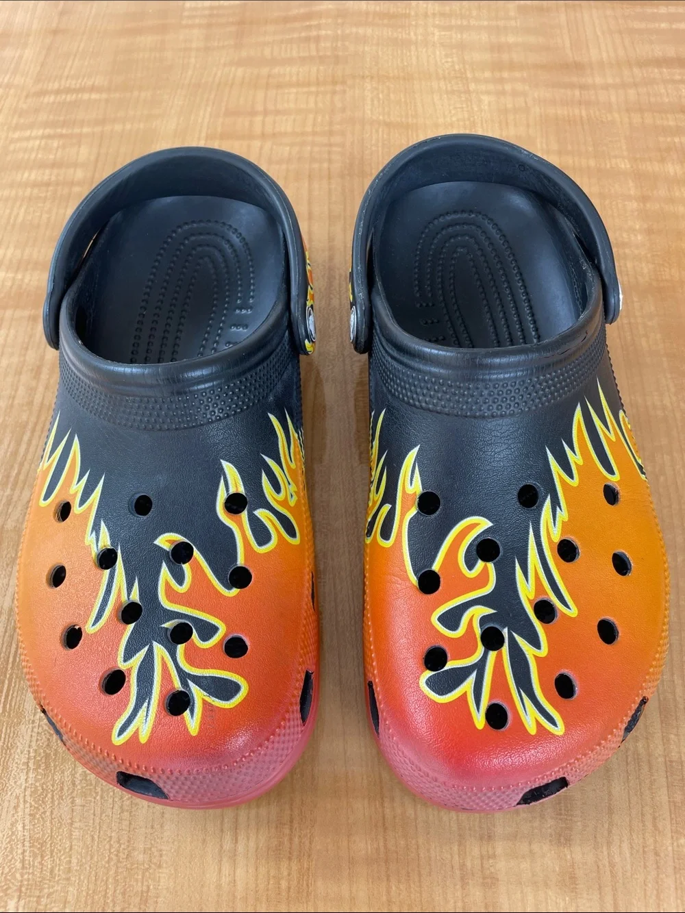 Crocs Classic Flames Clogs Orange Black Size 9 Mens | 11 Women’s